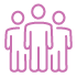 icon with outlines of three people in pink